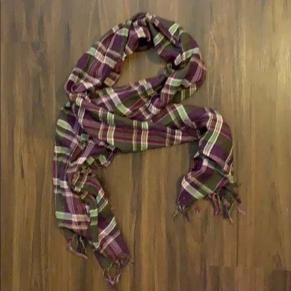 Extra Long Purple Plaid Lightweight Scarf - Picture 1 of 3